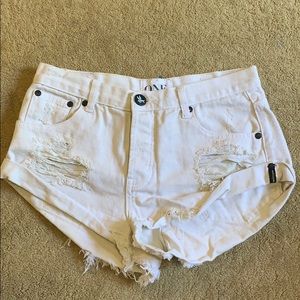 One Teaspoon White Denim Shorts